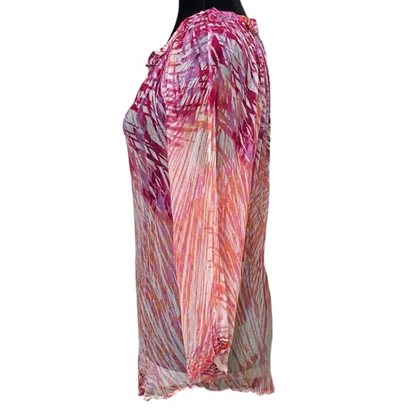 Casual Studio Sheer Abstract Top Small Purple Orange Boho Hippie Festival Retro - Picture 3 of 6